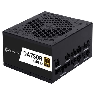 SilverStone 750W DA750R Gold, modulaarinen ATX-virtalähde, 80 Plus Gold, musta
