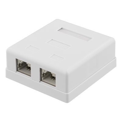 Deltaco Datarasia pinta-asennukseen, 2x suojattu Cat6a FTP, valkoinen