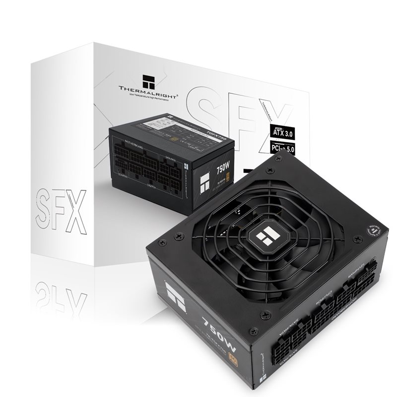 Thermalright 750W TGFX-750, SFX-virtalähde, 80 Plus Gold, musta