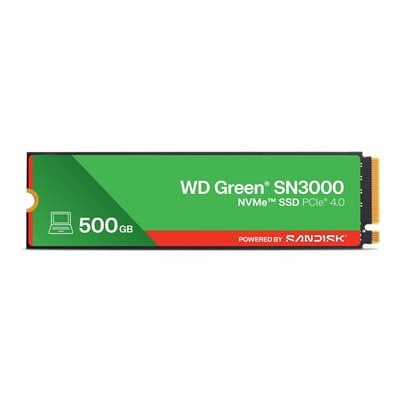 Sandisk 500GB WD Green SN3000 NVMe SSD -levy, M.2 2280, PCIe 4.0 x4, 5000/4100 MB/s