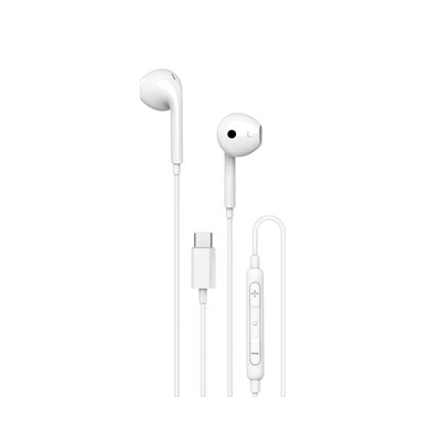 Unisynk in-ear nappikuulokkeet mikrofonilla ja säätimellä, USB-C, valkoinen
