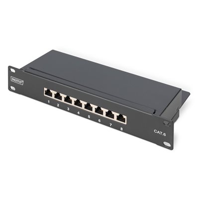 Digitus 10" 1U kytkentäpaneeli, 8-porttinen, suojattu, Krone LSA+ rimat, musta