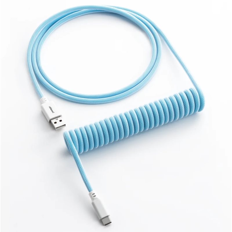 CableMod Classic Coiled Keyboard Cable, USB A -> USB Type C, 150cm, Blueberry Cheesecake