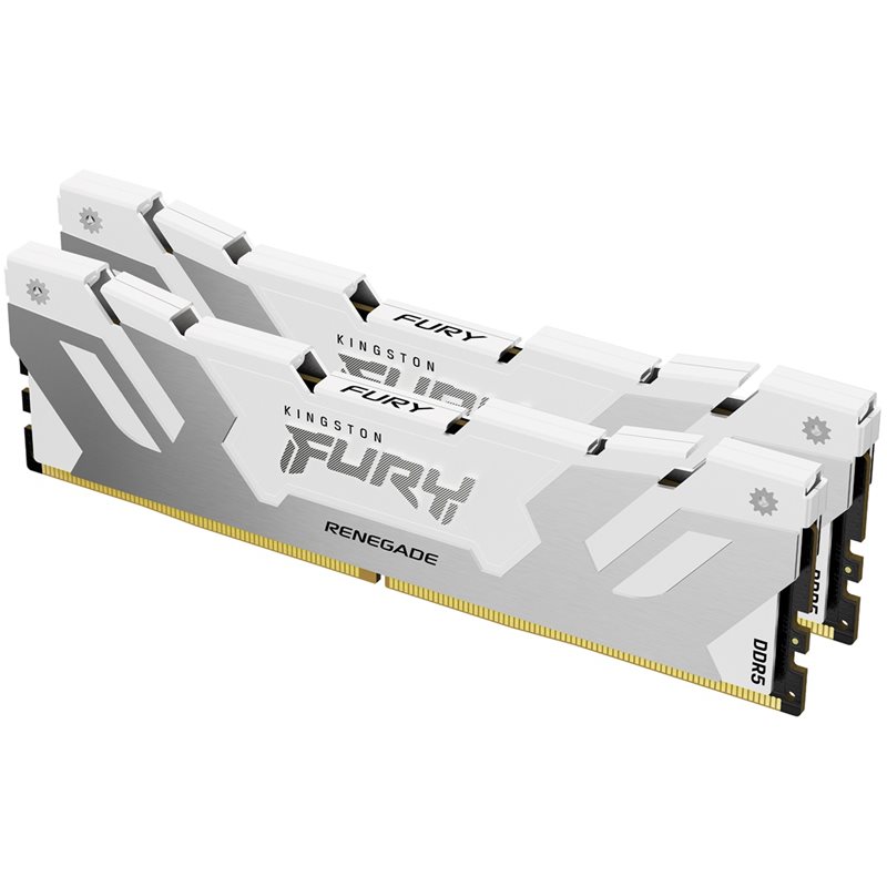 Kingston 64GB (2 x 32GB) FURY Renegade White, DDR5 6000MHz, CL32, 1.35V, valkoinen/hopea