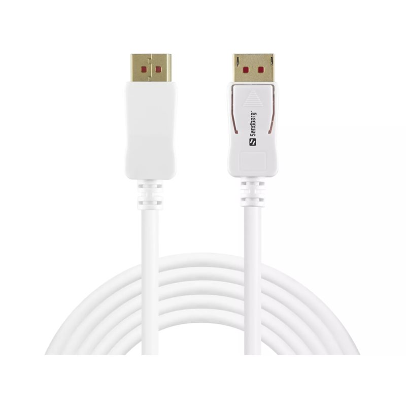 Sandberg DisplayPort 1.4 -näyttökaapeli, 8K60Hz, 2m, valkoinen