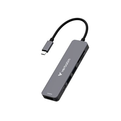 Verbatim 3.2 Gen1 6-in-1 USB-C -telakka, harmaa