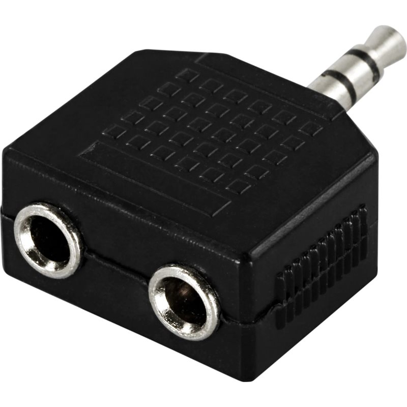 Deltaco 3,5mm uros -> 2x 3,5mm naaras Y/haaroitin-adapteri, musta