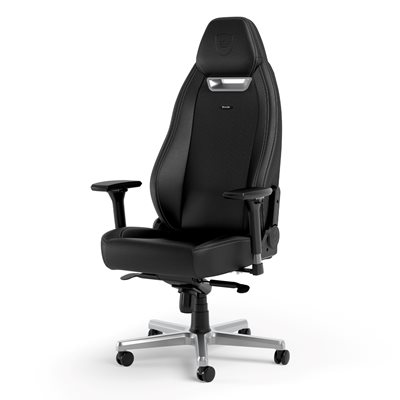 noblechairs LEGEND Gaming Chair - Silver Edition, keinonahkaverhoiltu pelituoli, musta/hopea