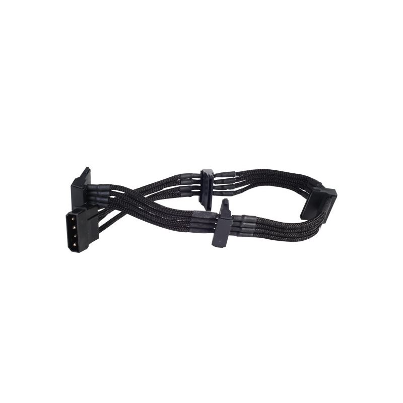 SilverStone (Outlet) Modauskaapeli, 1x 4-pin Molex muunto 4x SATA, musta