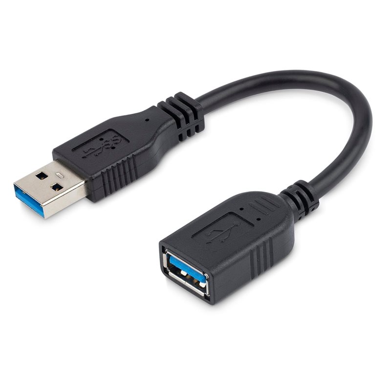 StarTech.com 3.2 Gen1 USB-A -jatkokaapeli, uros-naaras, 15cm, musta