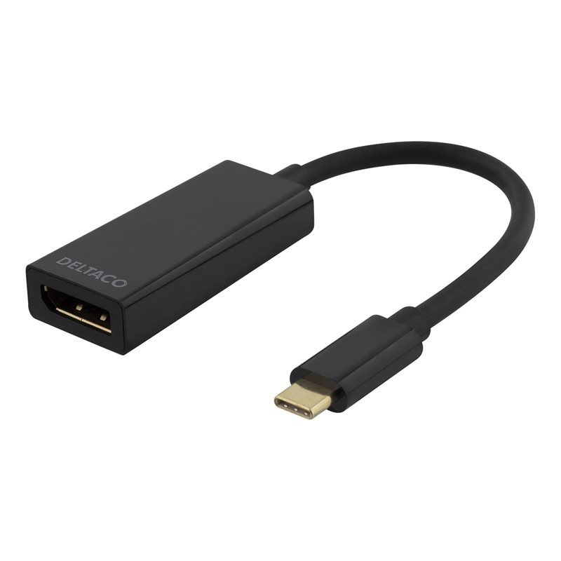 Deltaco USB-C -> Displayport -adapteri, musta