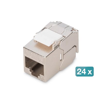 Digitus Suojattu FTP Cat6A kompakti Keystone-liitinmoduuli, Tool-free, hopea, 24kpl