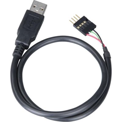 Akasa USB 5-pin sisäinen -> USB-A uros, 40cm, musta