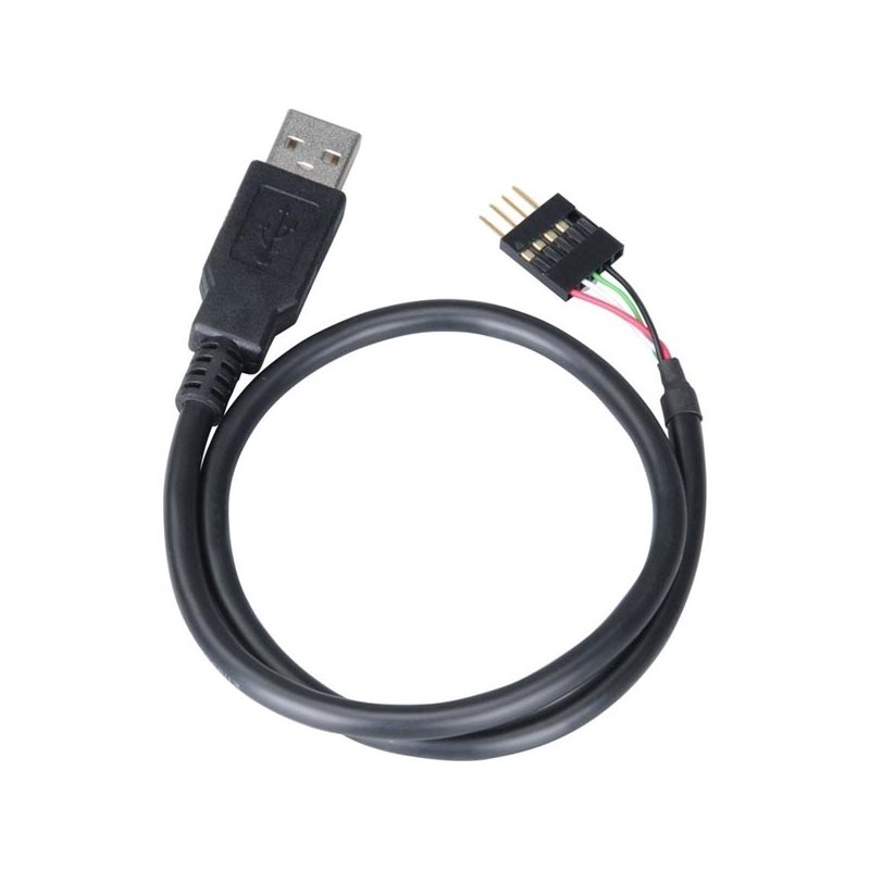 Akasa USB 5-pin sisäinen -> USB-A uros, 40cm, musta